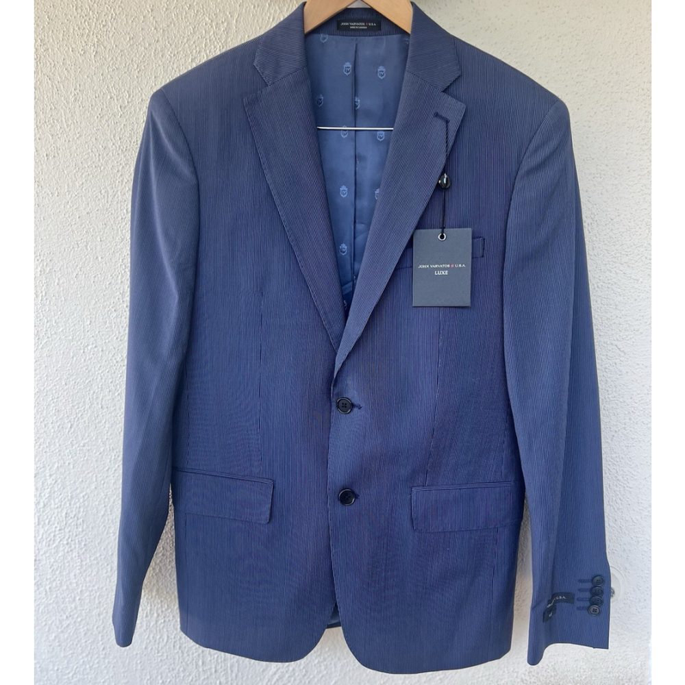 NWT $598 John Varvatos USA Luxe Blue Pinstripe Blazer Sport Coat Mens 38R Formal